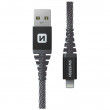 Nabíjací a dátový kábel Swissten Kevlar USB/Lightning 1,5 m tmavě šedá