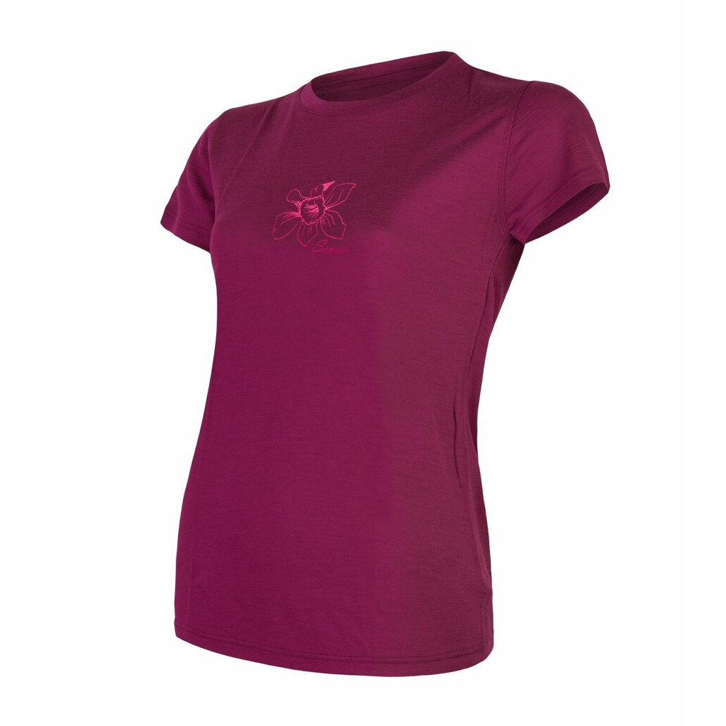 Dámske tričko Sensor Merino Wool PT Orchidea Veľkosť: S / Farba: vínová