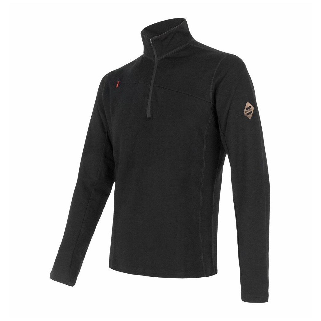 Pánska mikina Sensor Merino Upper krátky zips Veľkosť: M / Farba: čierna