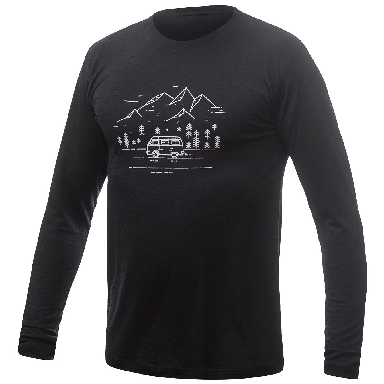 Pánske funkčné tričko Sensor Merino Active Pt Van Life dl.rukáv Veľkosť: M / Farba: čierna