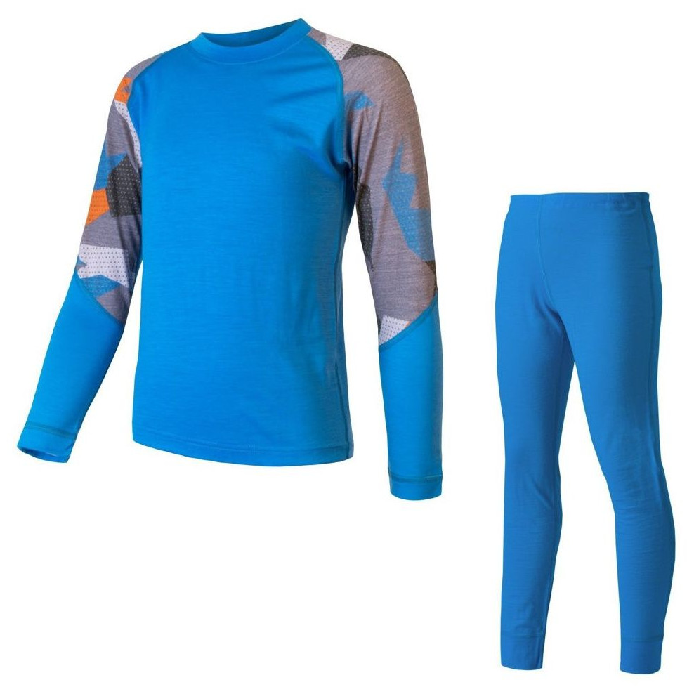Detský funkčný set Sensor Merino Impress Set Detská veľkosť: 120 / Farba: modrá