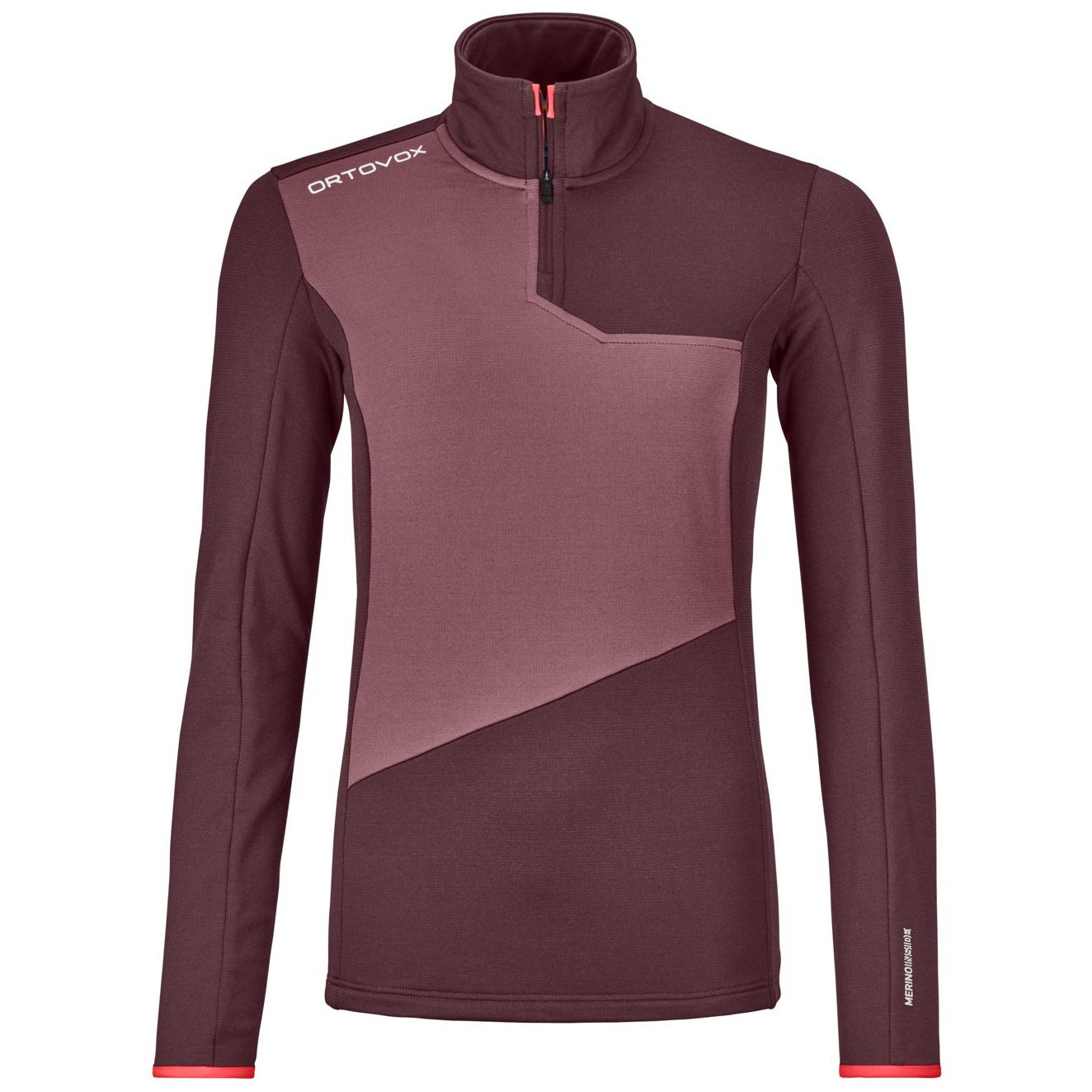 Dámska mikina Ortovox Fleece Light Zip Neck W Veľkosť: L / Farba: červená