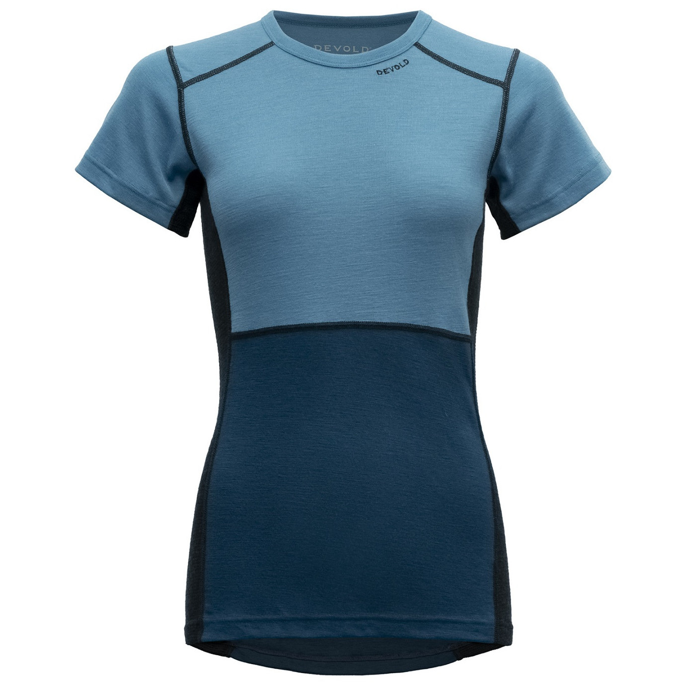 Dámske funkčné tričko Devold Lauparen Merino 190 T-Shirt Wmn Veľkosť: M / Farba: modrá/tm.sivá