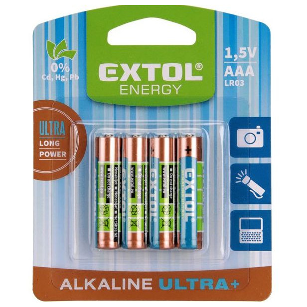 Batéria Extol AAA Ultra+ 4 ks