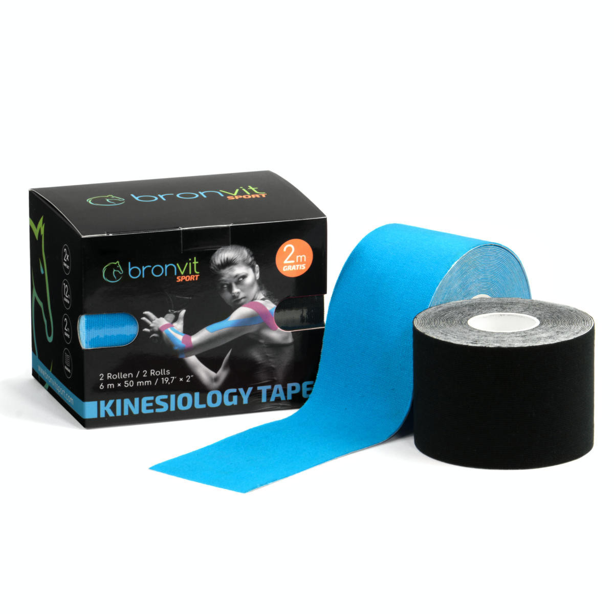 Tejpovacie pásky BronVit Sport Kinesio Tape set Farba: čierna/modrá