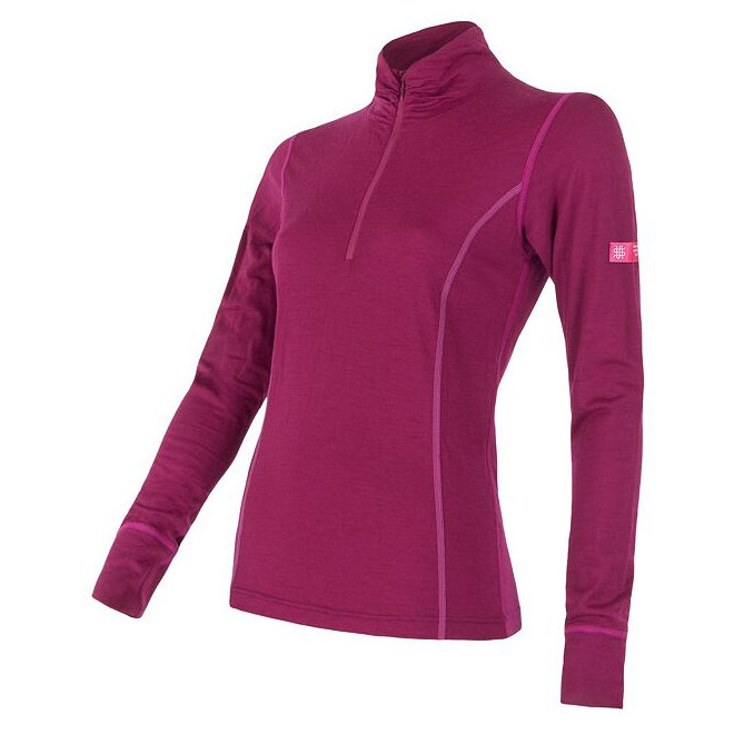 Dámske funkčné tričko Sensor Merino Active stojačik, zips Veľkosť: S / Farba: fialová
