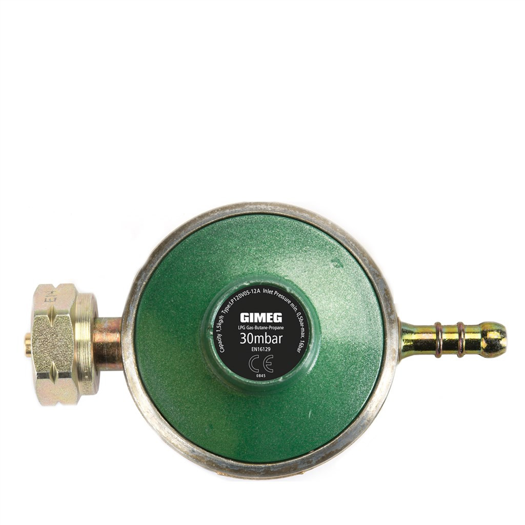 Regulátor tlaku Gimeg 30 Mbar Kombi s hadicovou koncovkou Farba: zelená