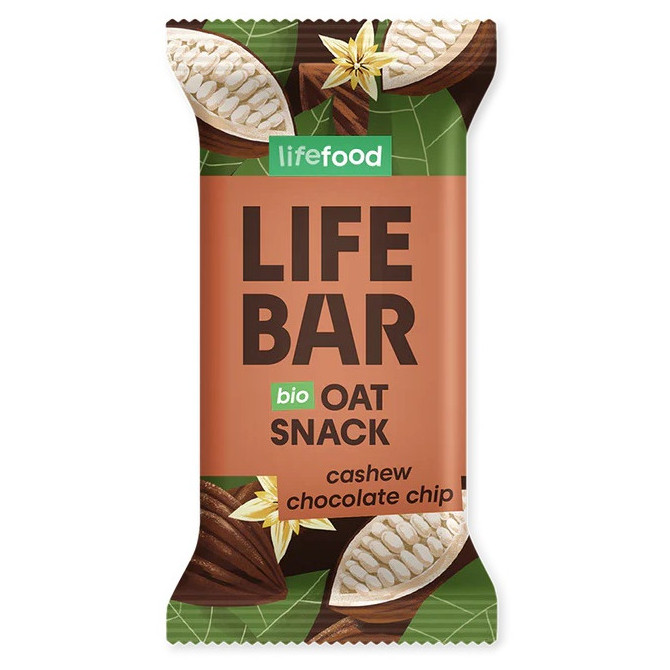 Tyčinka Lifefood Lifebar Ovsený snack s kúskami čokolády a kešu BIO 40 g príchuť: čokoláda