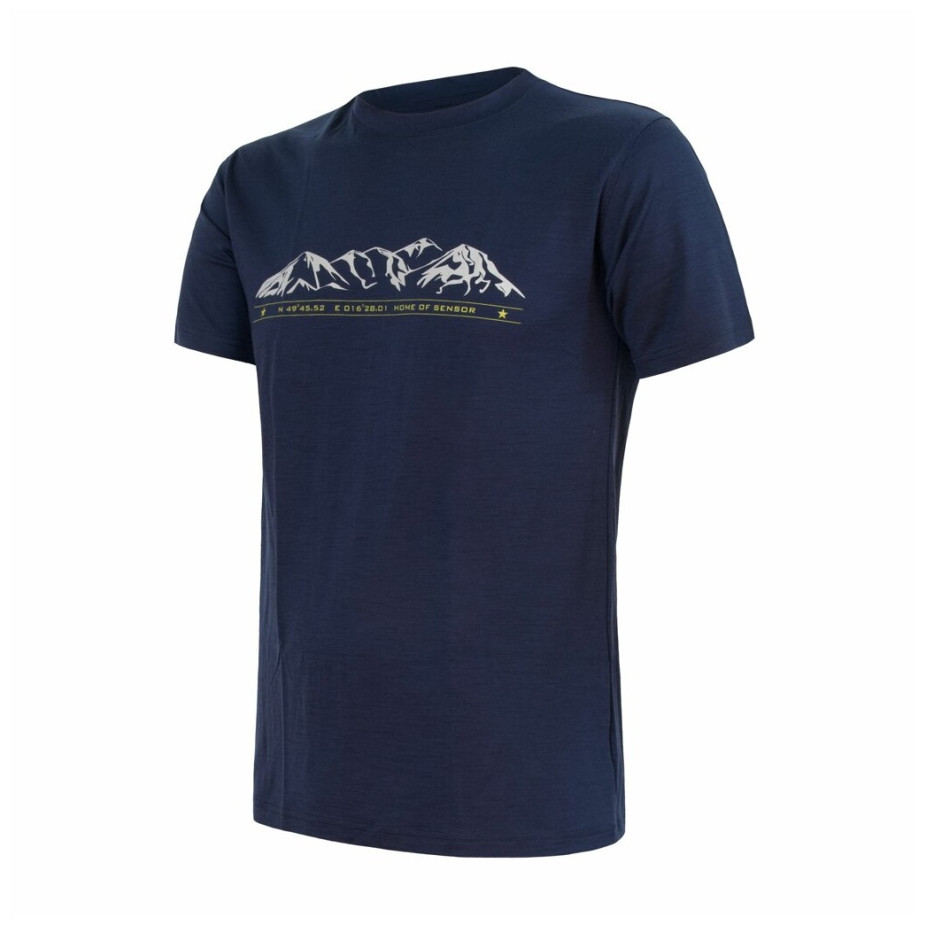 Pánske funkčné tričko Sensor Merino Active Pt Mountains Veľkosť: M / Farba: modrá
