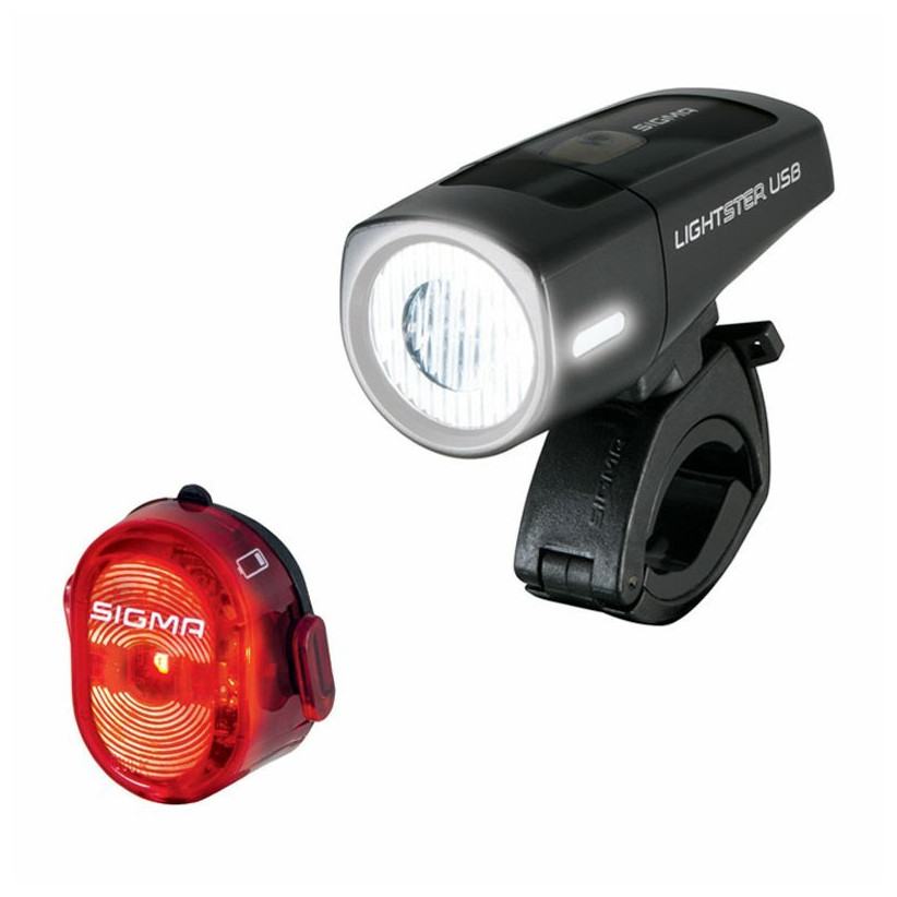 Predné/zadné svetlo Sigma Lightster USB + Nugget II. Farba: čierna