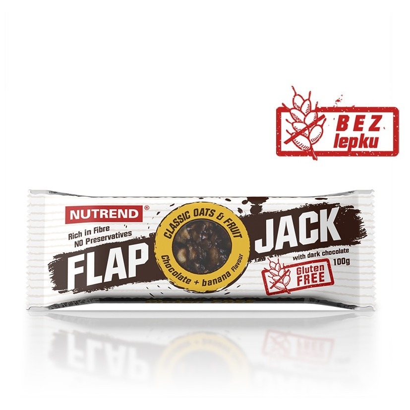 Tyčinka Nutrend Flapjack Gluten Free príchuť: čokoláda + banán s horkou čokoládou