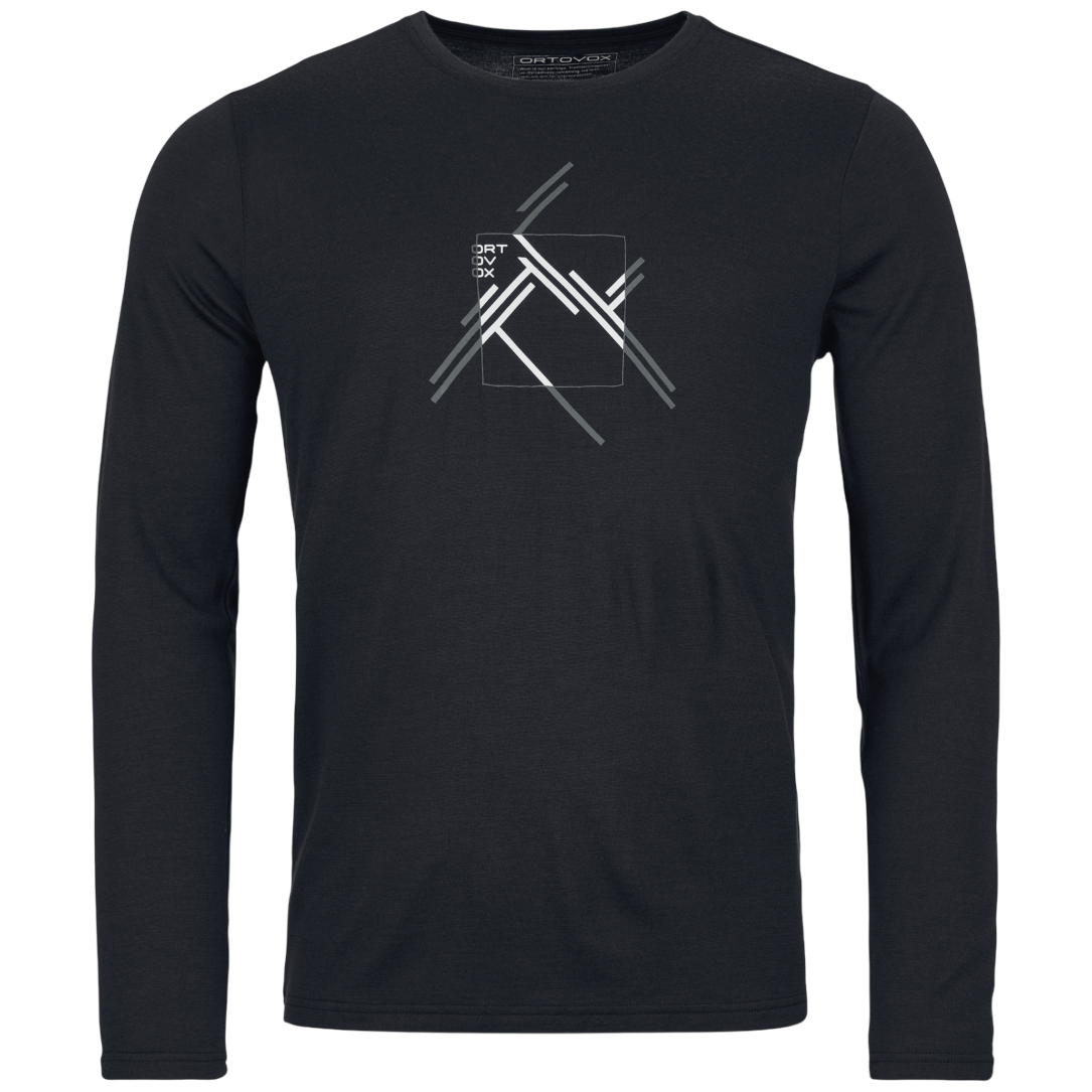 Pánske tričko Ortovox 185 Merino Mtn Cutout Ls Men's Veľkosť: L / Farba: čierna