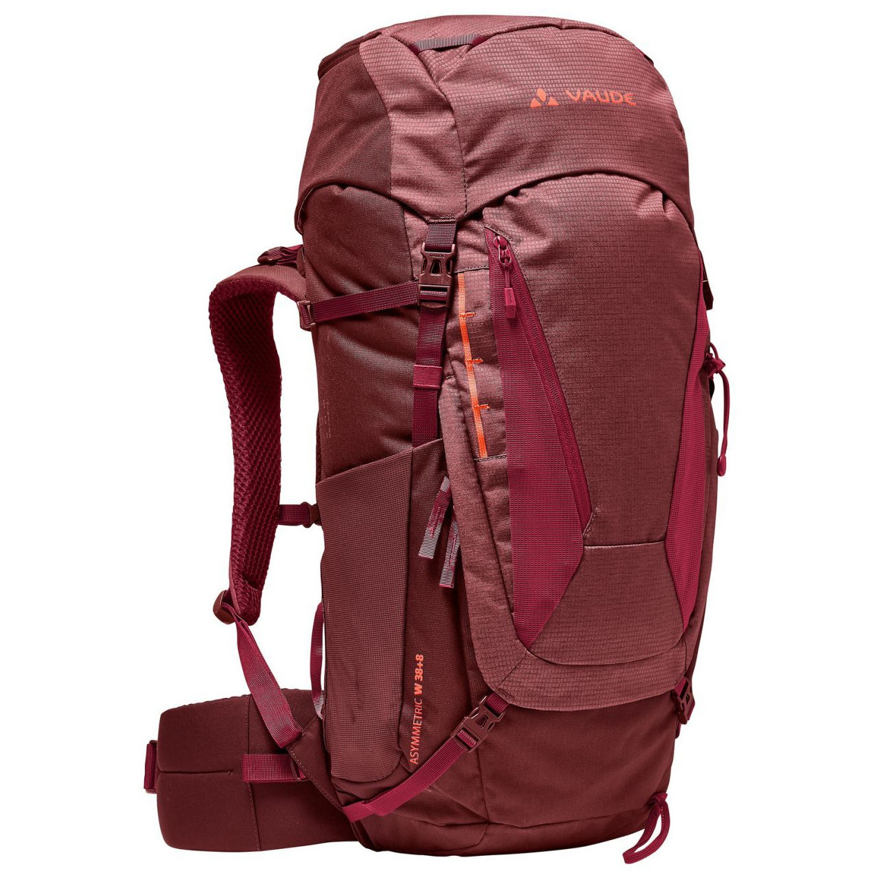 Dámsky turistický batoh Vaude Women's Asymmetric 38+8 Farba: tmavočervená