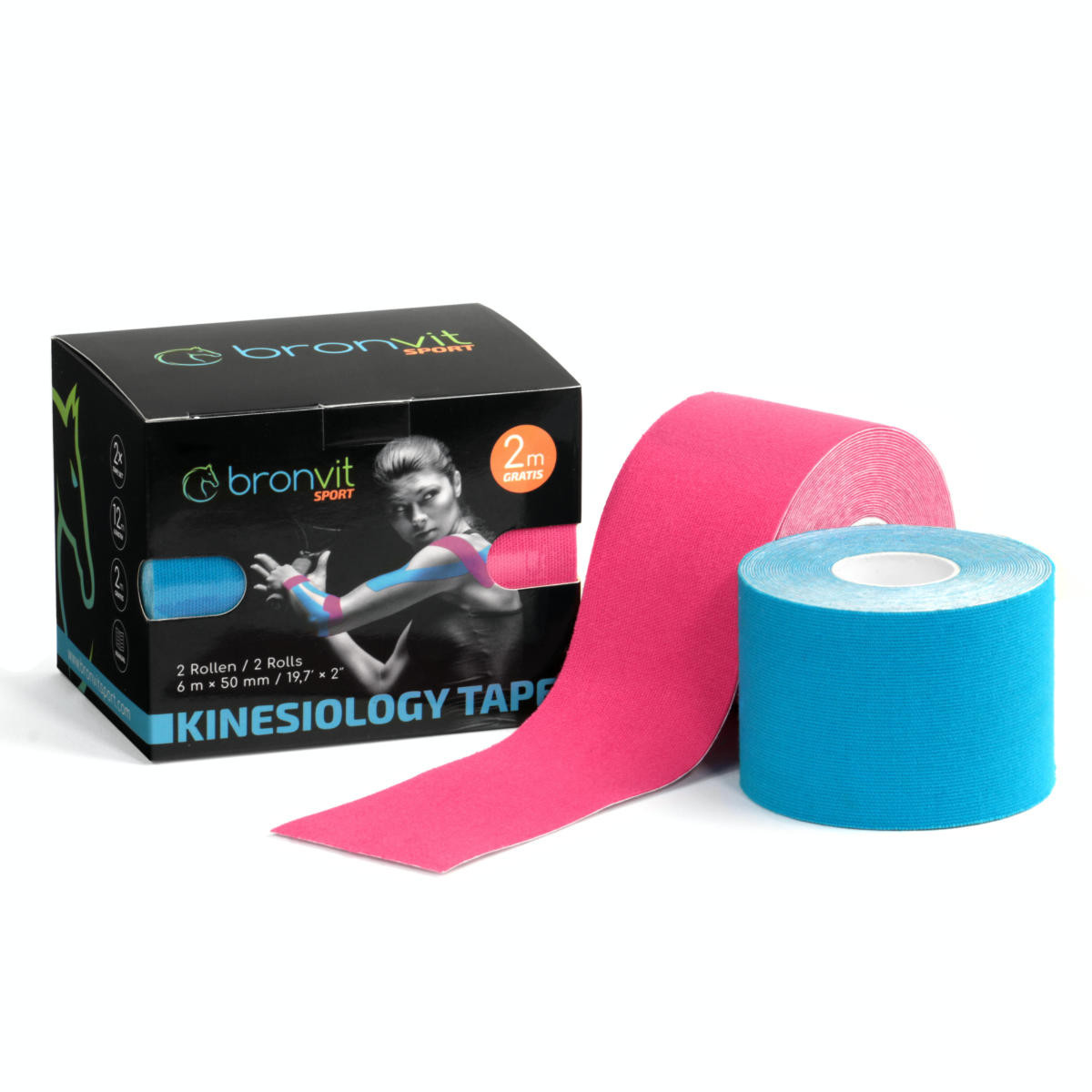 Tejpovacie pásky BronVit Sport Kinesio Tape set Farba: modrá/ružová