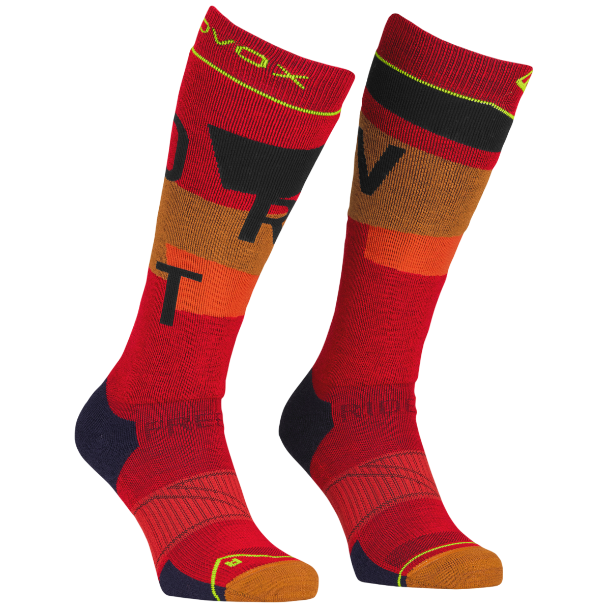 Pánske podkolienky Ortovox Freeride Long Socks Cozy Men's Veľkosť ponožiek: 39-41 / Farba: červená