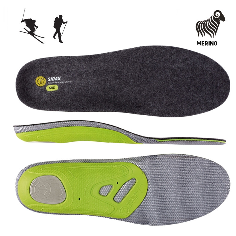 Vložky do topánok Sidas 3Feet Merino Mid Veľkosť topánok (EU): 42-43 / Farba: svetlozelená