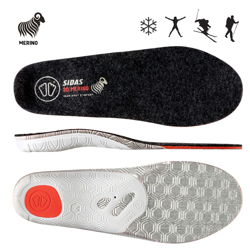 Vložky do topánok Sidas Winter 3D Merino Veľkosť topánok (EU): 42-43 / Farba: čierna/sivá