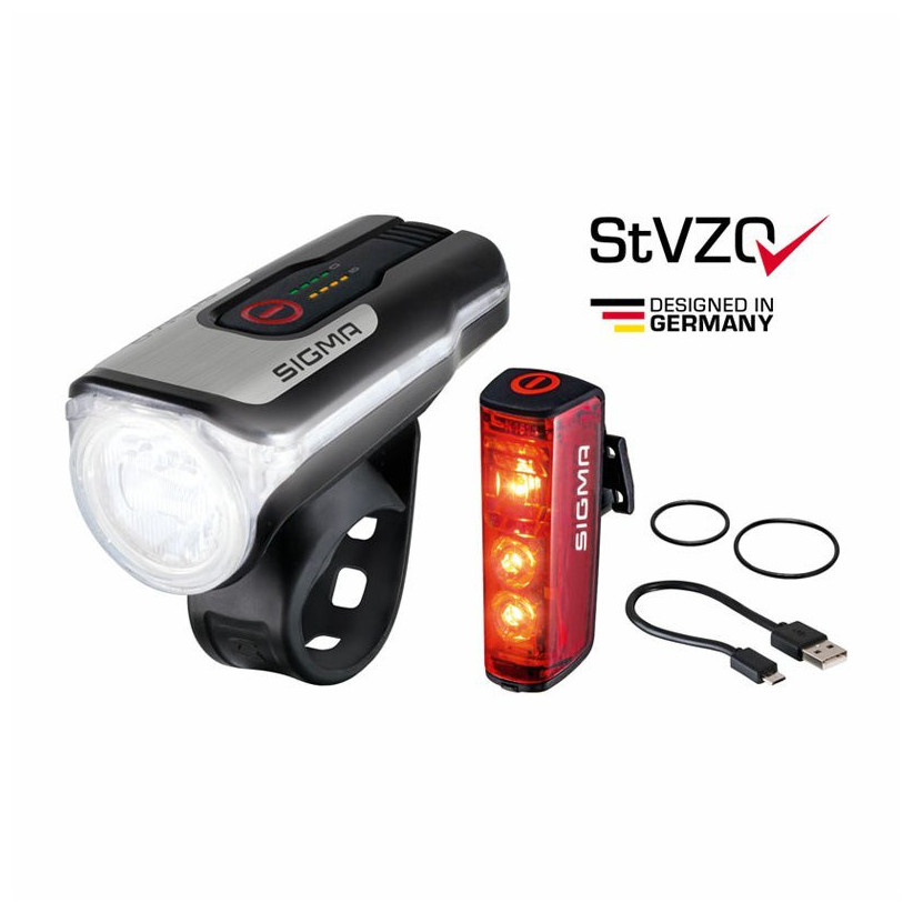 Predné/zadné svetlo Sigma Aura 80 USB + Blaze Farba: čierna