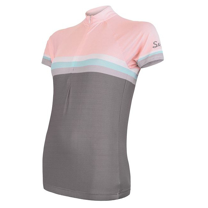 Dámsky cyklistický dres Sensor Cyklo Summer Stripe Veľkosť: S / Farba: sivá/ružová