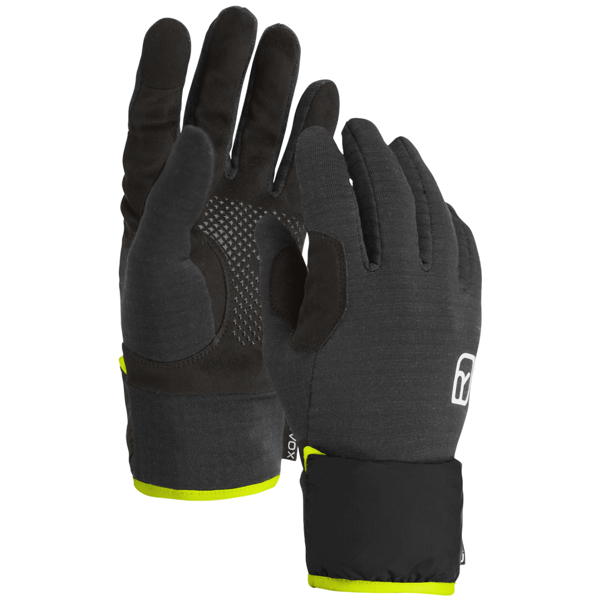 Rukavice Ortovox Fleece Grid Cover Glove M Veľkosť rukavíc: L / Farba: čierna/žltá