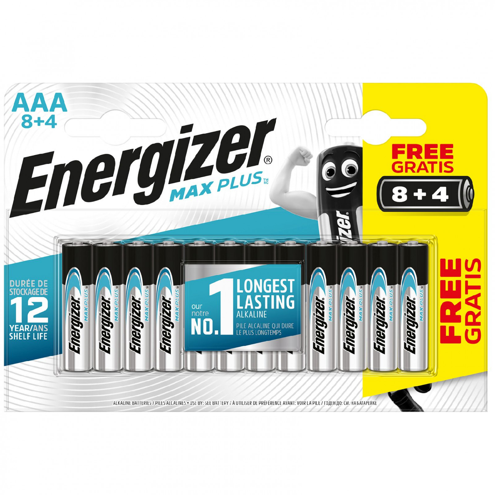Batéria Energizer Max Plus AAA/12 8+4 Farba: strieborná