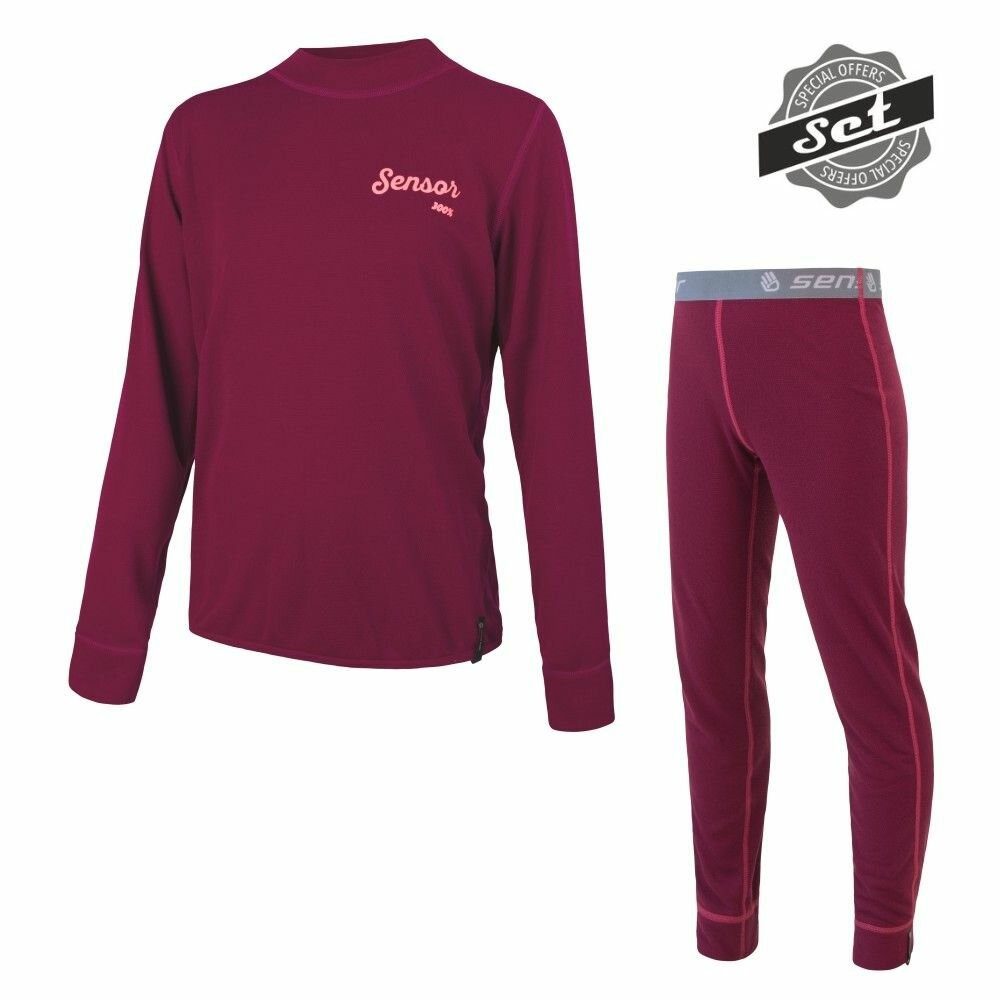 Detský funkčný set Sensor Double Face Set Logo Detská veľkosť: 140 / Farba: vínová