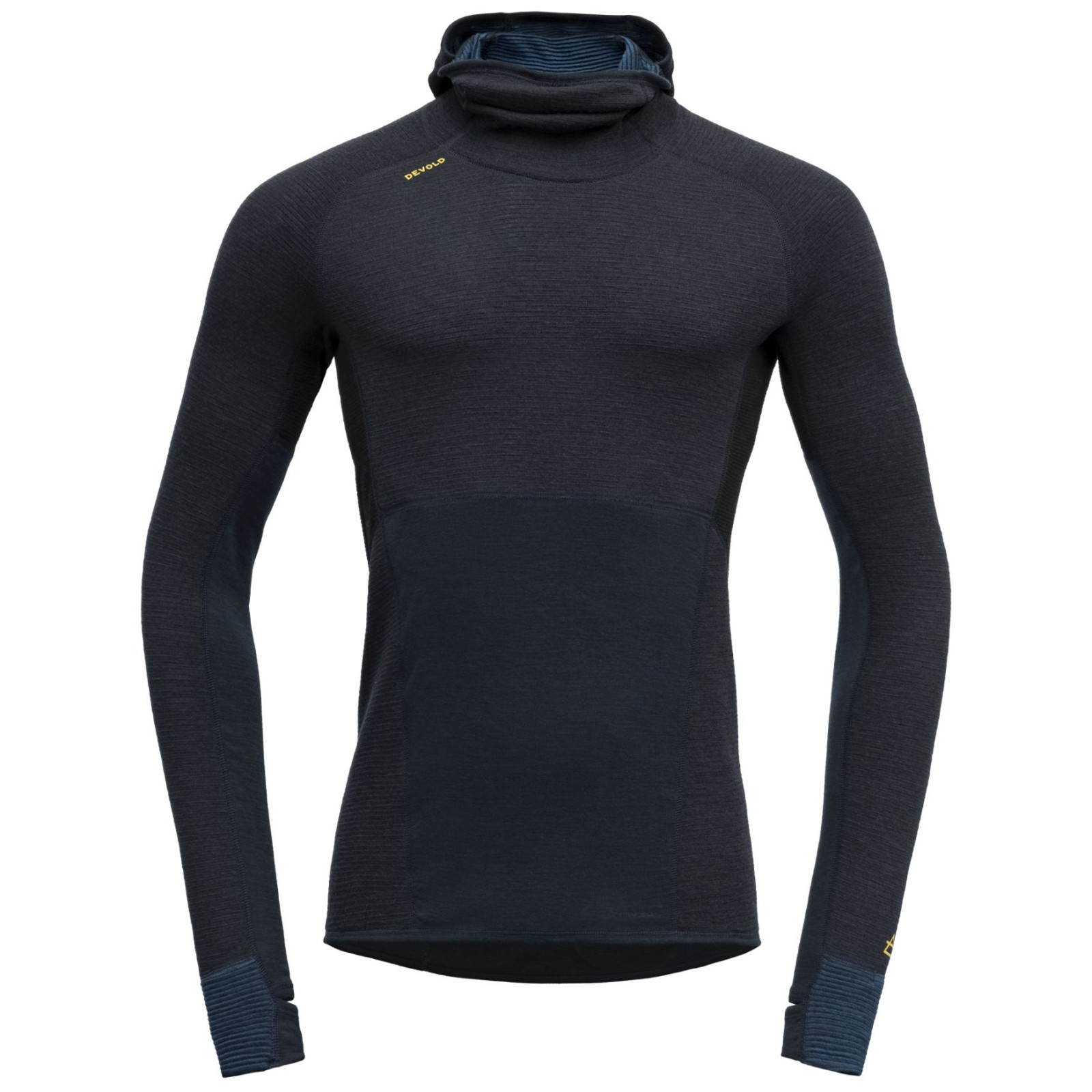 Pánska funkčná mikina Devold Tuvegga Merino Hoodie Man Veľkosť: L / Farba: čierna/modrá