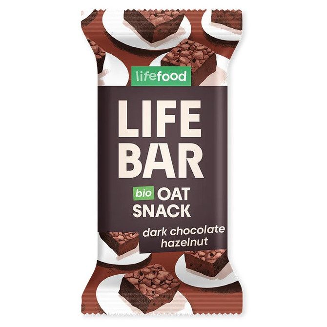 Tyčinka Lifefood Lifebar Oat Snack čokoládový s lieskovými orieškami BIO 40 g príchuť: lieskový orie...