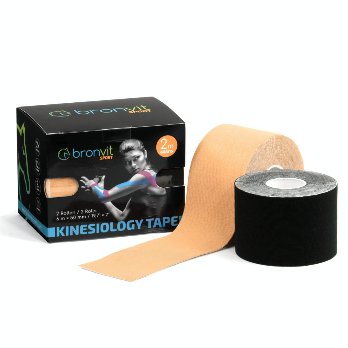 Tejpovacie pásky BronVit Sport Kinesio Tape set Farba: čierna/béžová