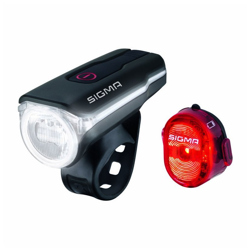 Predné/zadné svetlo Sigma Aura 60 USB + Nugget II. Farba: čierna