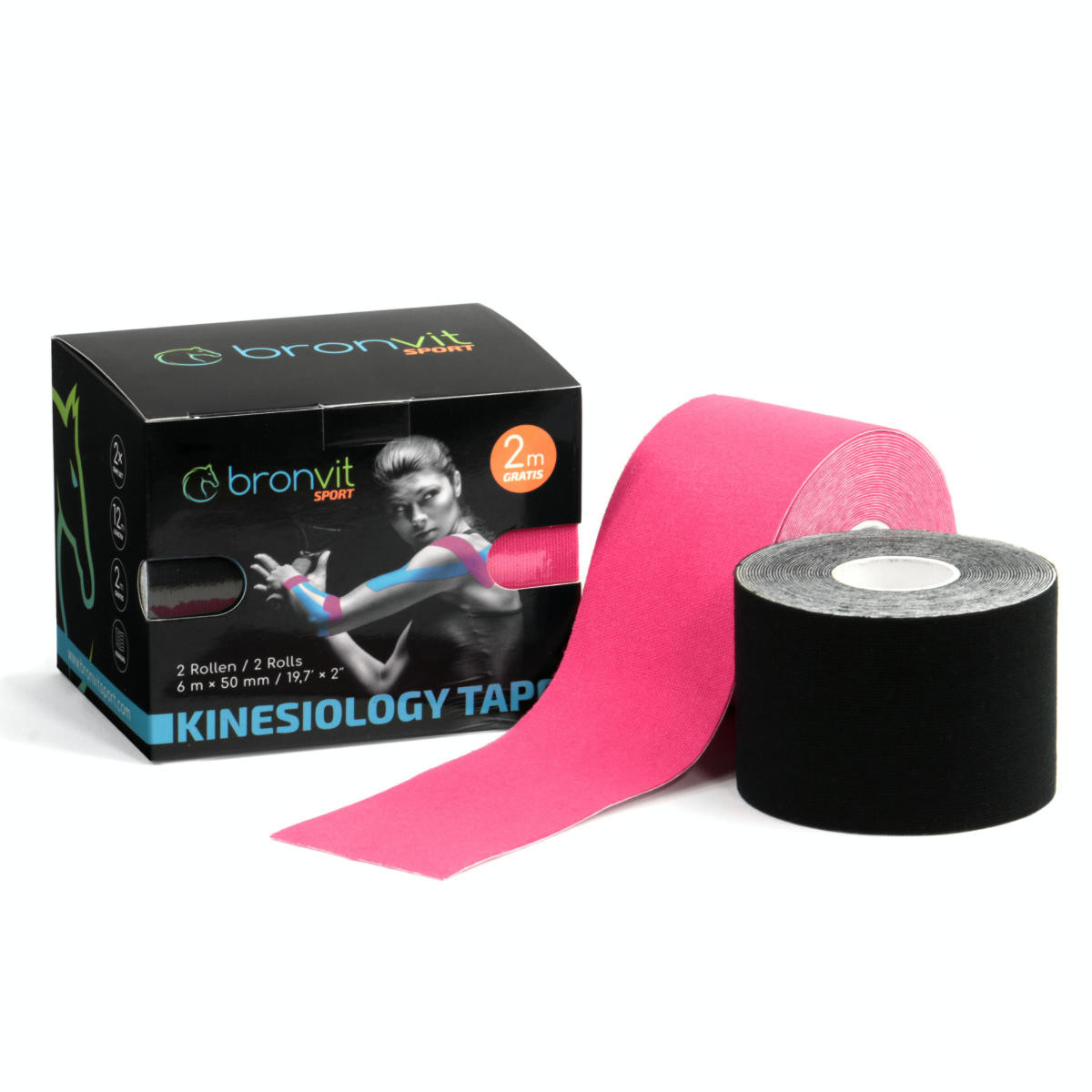 Tejpovacie pásky BronVit Sport Kinesio Tape set Farba: čierna/ružová
