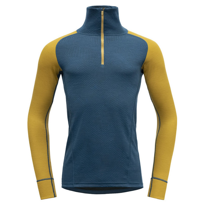 Pánsky rolák Devold Duo Active Man Zip Neck Veľkosť: XXL / Farba: žltá/modrá