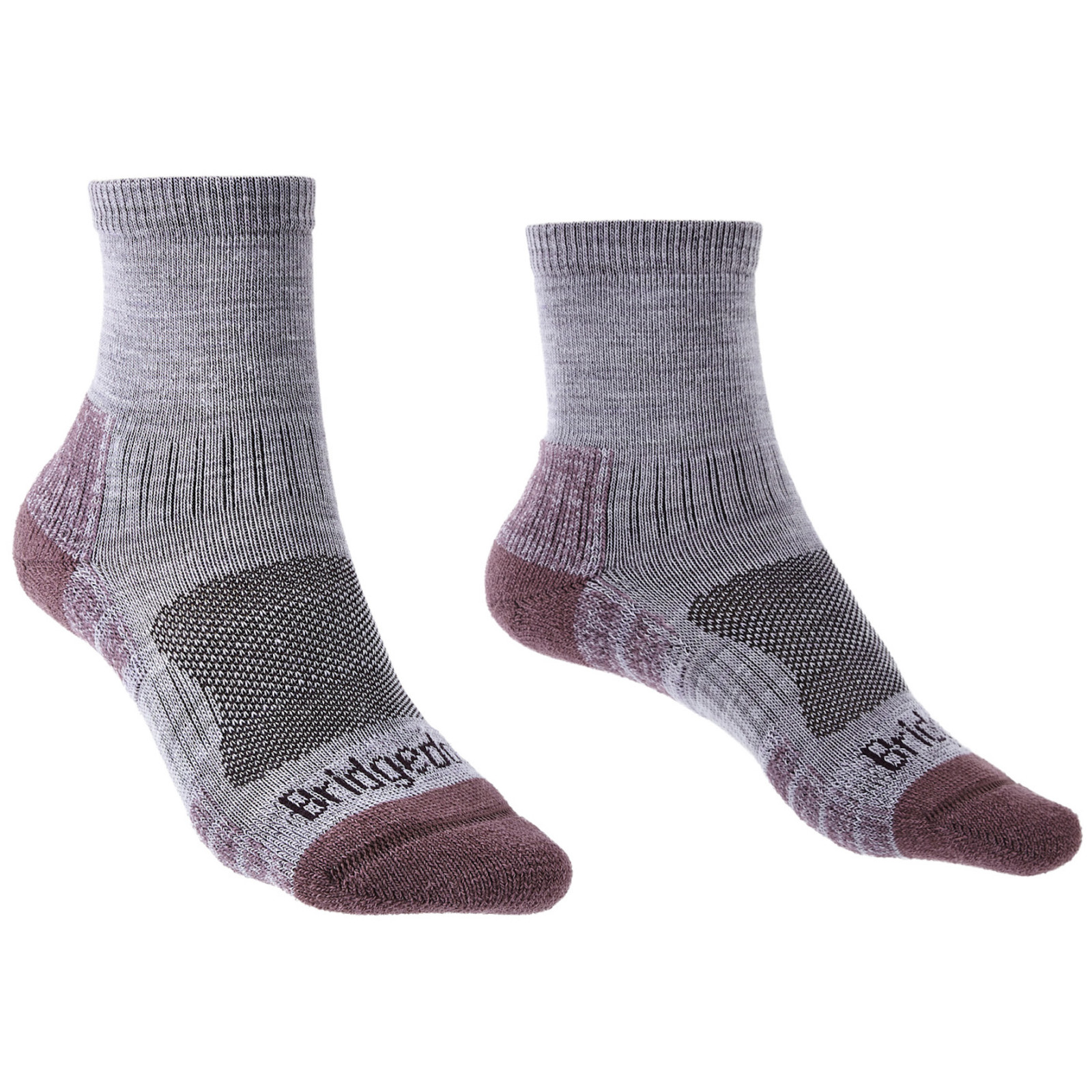 Dámske ponožky Bridgedale Hike LW MP 3/4 Crew Women's Veľkosť ponožiek: 38-40 / Farba: sivá/ružová