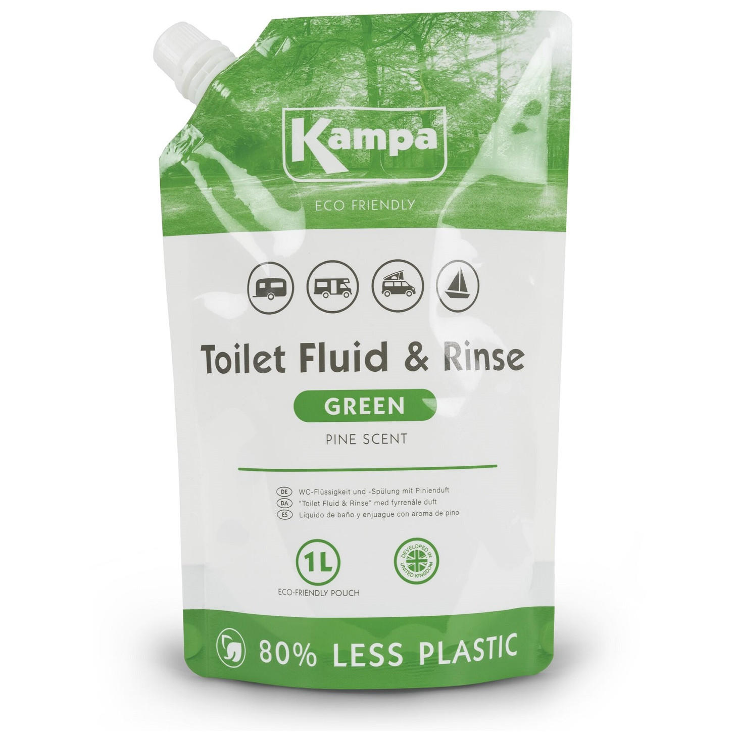 Chémia do WC Kampa Green Toilet Eco 1L Farba: zelená