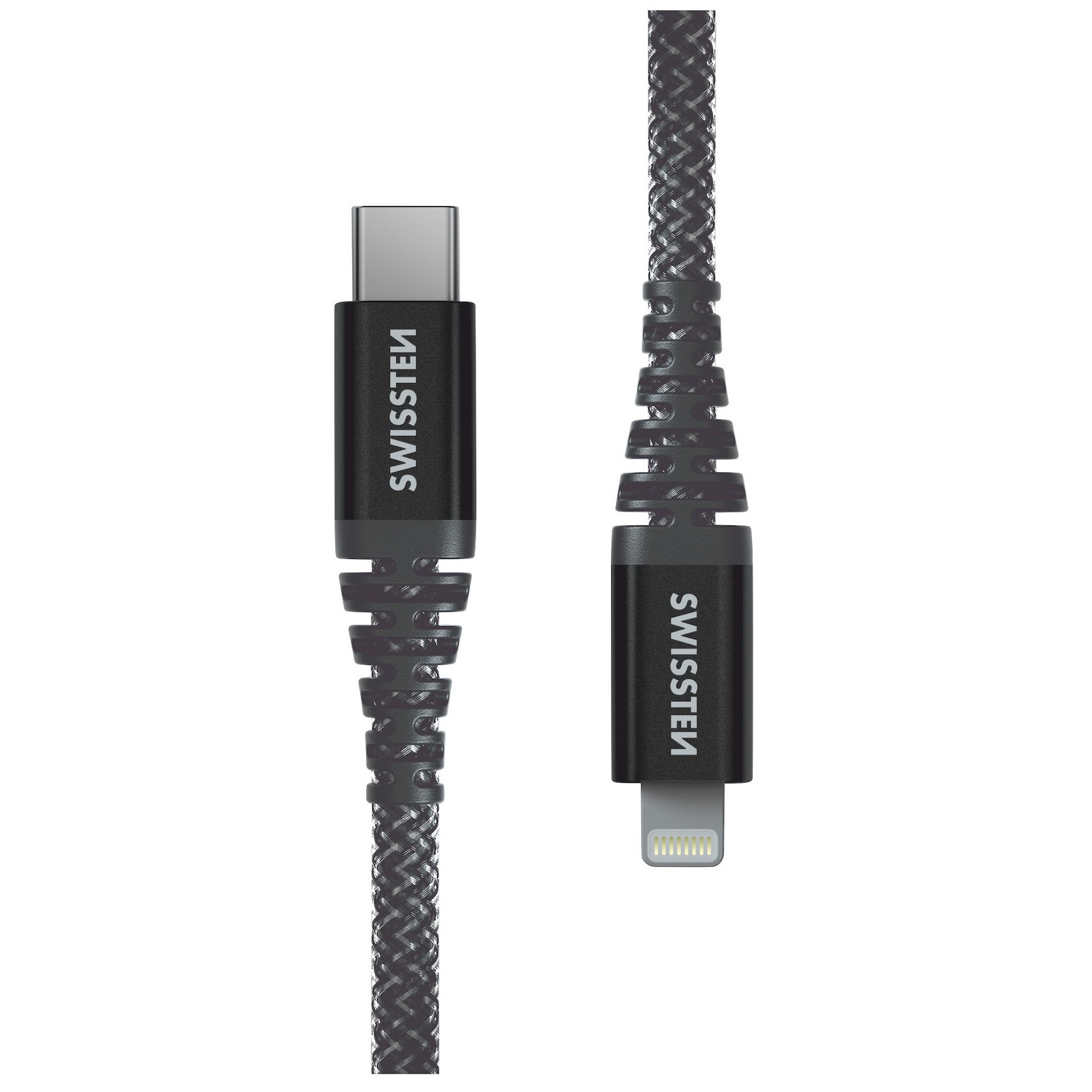 Nabíjací a dátový kábel Swissten Kevlar USB-C/Lightning 1,5 m Farba: tmavo sivá