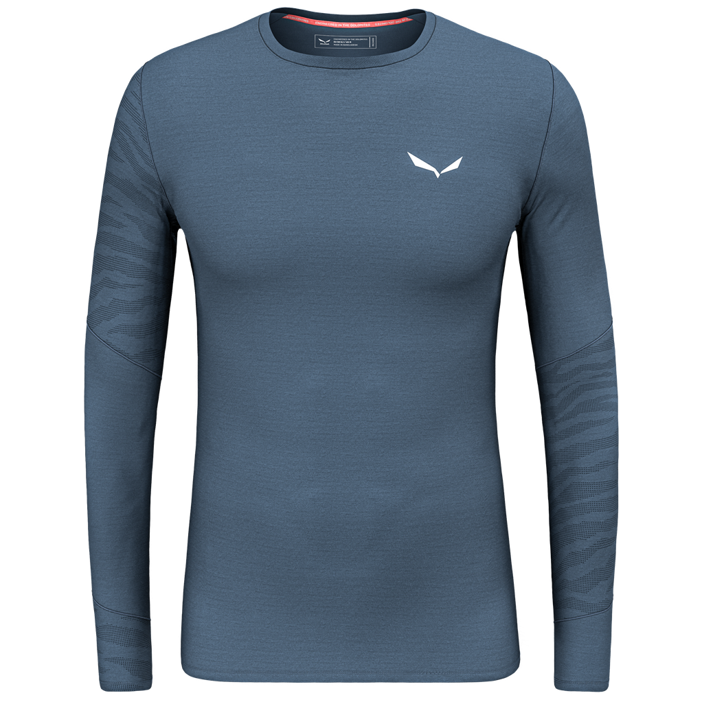 Pánske tričko Salewa Cristallo Warm Amr M L/S Tee. Veľkosť: L / Farba: tmavomodrá/biela