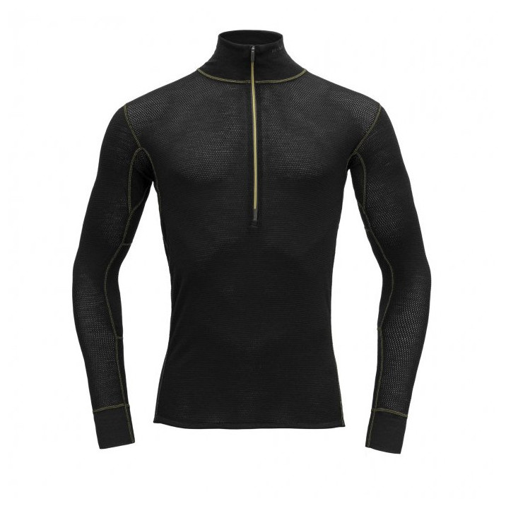 Pánske funkčné tričko Devold Wool Mesh 190 Zip Neck Man Veľkosť: M / Farba: čierna