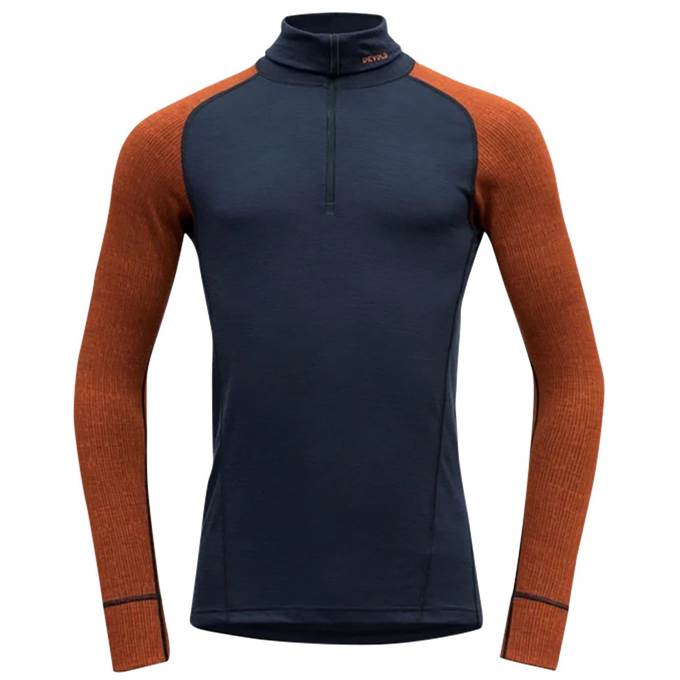 Pánsky rolák Devold Duo Active Man Zip Neck Veľkosť: XXL / Farba: oranžová/modrá