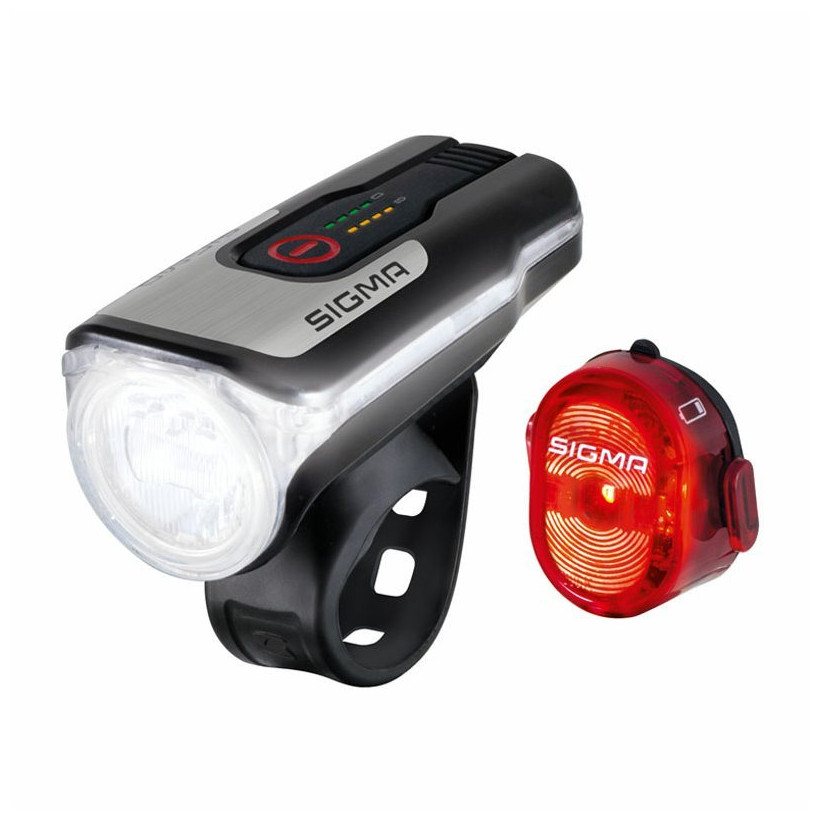 Predné/zadné svetlo Sigma Aura 80 USB + Nugget II. Farba: čierna