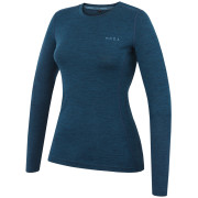 Dámske tričko MOOA MerinoSilk 160 long modrá lagoon blue melange