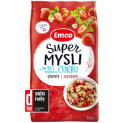 Müsli Emco Super mysli bez pridaného cukru s jahodami 500g
