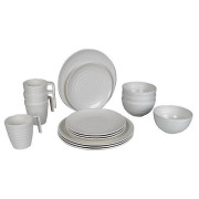 Sada riadov Bo-Camp Tableware 100% Melamine Stone biela Natural