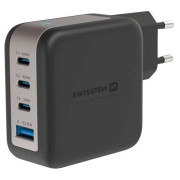 Adaptér Swissten GaN Travel Charger 100W 3X USB-C PD + USB-A