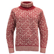 Rolák Devold Svalbard Wool High Neck červená HINDBERRY/OFFWHITE