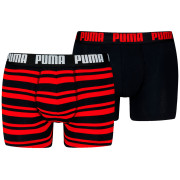 Pánske boxerky Puma Everyday Striped Boxers 2P čierna/červená Red / Black