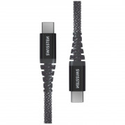 Nabíjací a dátový kábel Swissten Kevlar USB-C/USB-C 1,5 m tmavě šedá