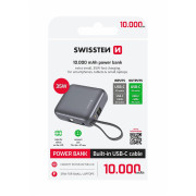 Powerbanka Swissten Space 10000 mAh, 35W USB-C strieborná stříbrná