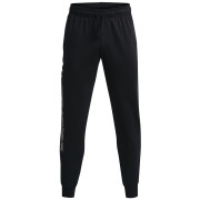 Pánske nohavice Under Armour Rival FLC Graphic Jogger čierna Black / / White