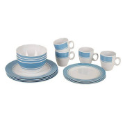 Sada riadov Bo-Camp Dinner set 16 biela/modrá blauw