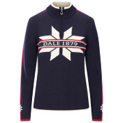 Dámsky sveter Dale of Norway Nåle Fem Sweater modrá/biela Navy Offwhite Red Rose